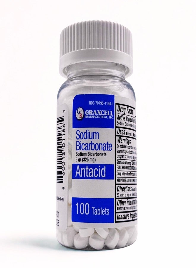 Graxcell Sodium Bicarbonate 325 mg Tablets 100 Count 2bottles (Total 200 Tablets)– Natural Antacid for Heartburn Relief - Image 2